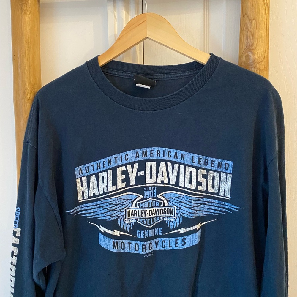 Harley Davidson Military Ramstein Air Base Germany Navy Long Sleeve T-Shirt XL - Picture 3 of 7